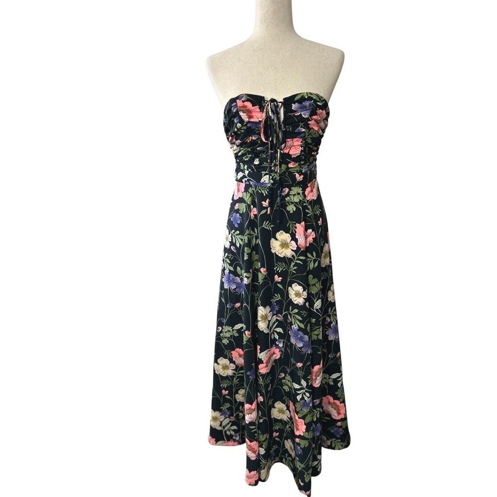 Express Floral Maxi Strapless Lace Up Corset Dress 4 Bloomcore Festival Wedding